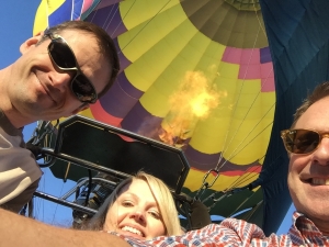 This selfie was taken at the moment of lift-off, on my first hot air balloon ride - an  exceptional trust-building exercise for leaders.