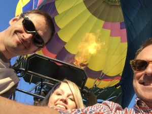 This selfie was taken at the moment of lift-off, on my first hot air balloon ride - an exceptional trust-building exercise for leaders.