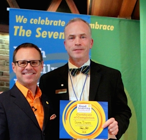 George Broostin posed with me at the Good Leadership Training graduation ceremonies. What a handsome guy!
