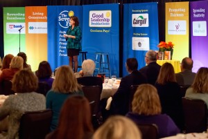A record-breaking crowd at the Good Leadership Breakfast hung on every word from the charming TV anchor turned successful entrepreneur. 
